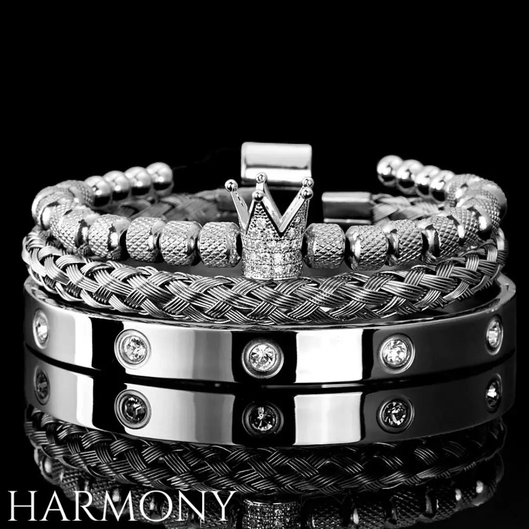 סט 3 צמידים כתר יוקרתי - HARMONY