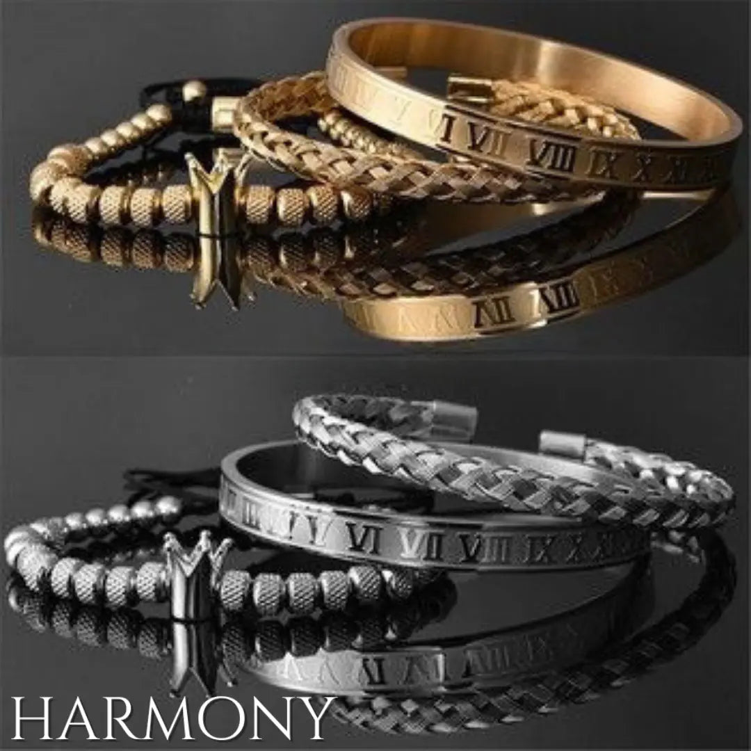 סט 3 צמידים כתר יוקרתי - HARMONY