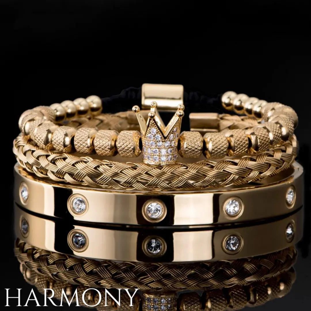 סט צמידי כתר זהב-כריסטל HARMONY - HARMONY