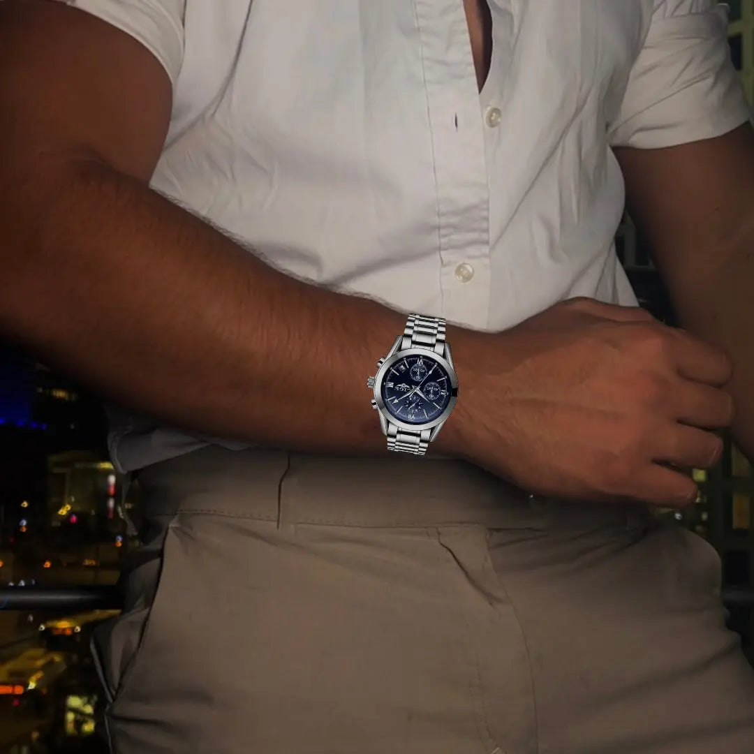 שעון עסקי לגברים סילבר topgentlemans