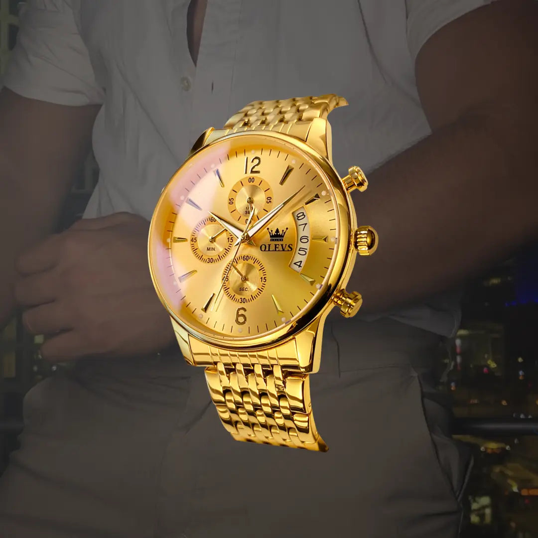 שעון יד קוורץ לגברים אולבס גולד topgentlemans
